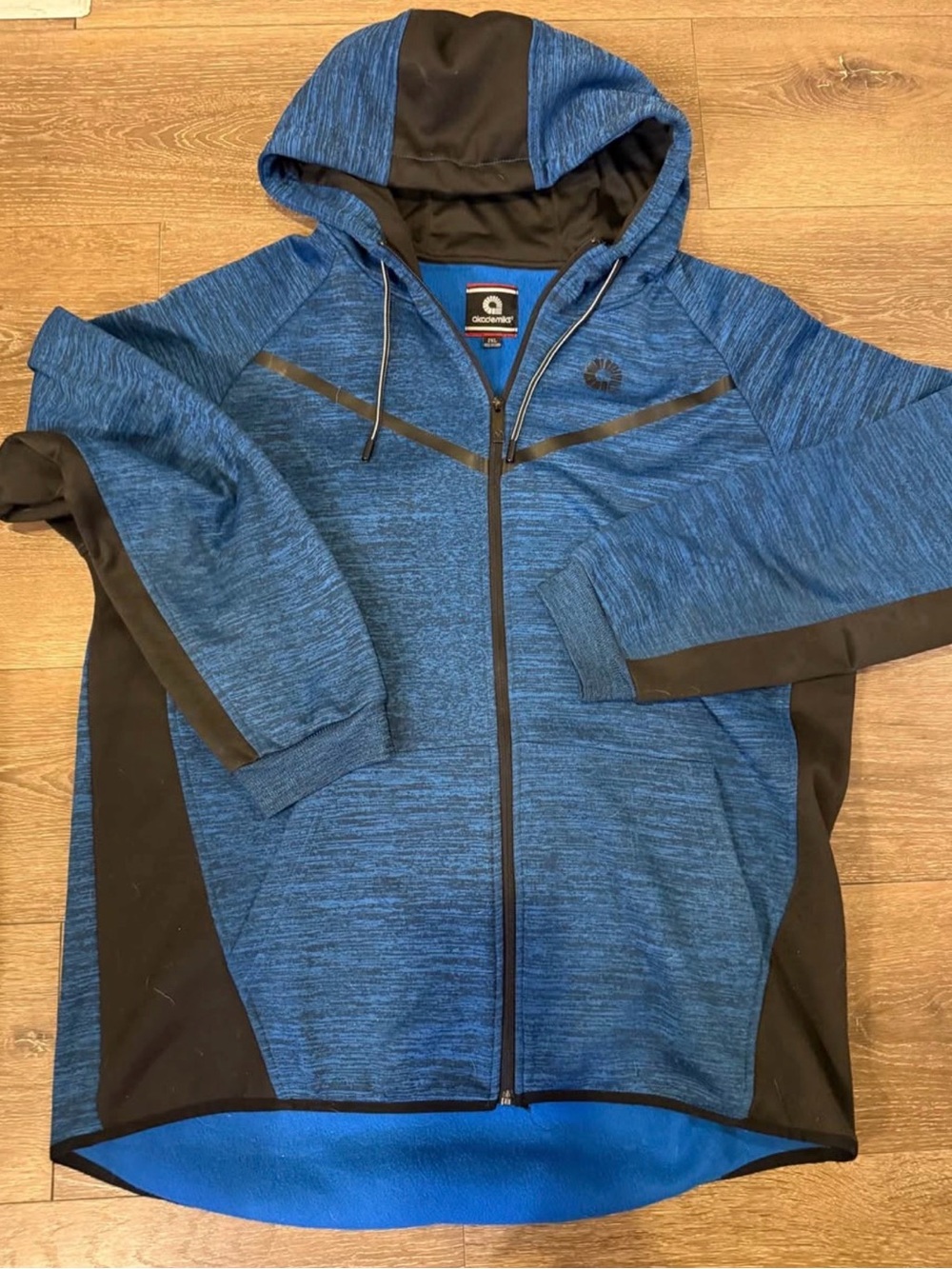 Akademiks Blue and Black Full-Zip Performance Hoodie